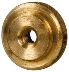 Gibraltar - #10-24 UNC Thread, Uncoated, Brass Round Knurled Check Nut - 1/4" Overall Height, 3/4" Diam x 3/16" Head Height, 1/2" Base Diam - Apex Tool & Supply