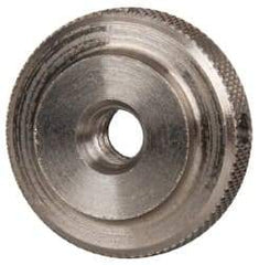 Gibraltar - #10-24 UNC Thread, Uncoated, Stainless Steel Round Knurled Check Nut - 1/4" Overall Height, 3/4" Diam x 3/16" Head Height, 1/2" Diam x 1/16" Base Height - Apex Tool & Supply