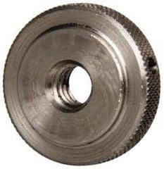 Gibraltar - 1/4-20" UNC Thread, Uncoated, Stainless Steel Round Knurled Check Nut - 1/4" Overall Height, 7/8" Diam x 3/16" Head Height, 5/8" Diam x 1/16" Base Height - Apex Tool & Supply