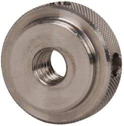 Gibraltar - 5/16-18" UNC Thread, Uncoated, Stainless Steel Round Knurled Check Nut - 3/8" Overall Height, 1" Head Diam, 3/4" Diam x 3/32" Base Height - Apex Tool & Supply