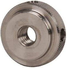 Gibraltar - 5/16-18" UNC Thread, Uncoated, Stainless Steel Round Knurled Check Nut - 3/8" Overall Height, 1" Head Diam, 3/4" Diam x 3/32" Base Height - Apex Tool & Supply