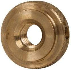 Gibraltar - 3/8-16" UNC Thread, Uncoated, Brass Round Knurled Check Nut - 3/8" Overall Height, 1" Head Diam, 3/4" Diam x 3/32" Base Height - Apex Tool & Supply