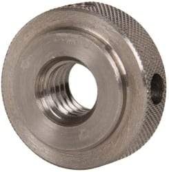 Gibraltar - 3/8-16" UNC Thread, Uncoated, Stainless Steel Round Knurled Check Nut - 3/8" Overall Height, 1" Head Diam, 3/4" Diam x 3/32" Base Height - Apex Tool & Supply