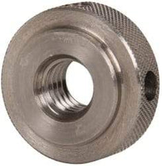 Gibraltar - 3/8-16" UNC Thread, Uncoated, Stainless Steel Round Knurled Check Nut - 3/8" Overall Height, 1" Head Diam, 3/4" Diam x 3/32" Base Height - Apex Tool & Supply