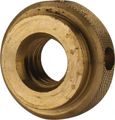 Gibraltar - 1/2-13" UNC Thread, Uncoated, Brass Round Knurled Check Nut - 7/16" Overall Height, 1-1/8" Diam x 5/16" Head Height, 7/8" Diam x 1/8" Base Height - Apex Tool & Supply