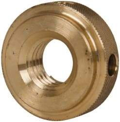 Gibraltar - 5/8-11" UNC Thread, Uncoated, Brass Round Knurled Check Nut - 1/2" Overall Height, 1-3/8" Diam x 3/8" Head Height, 1-1/8" Diam x 1/8" Base Height - Apex Tool & Supply