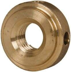 Gibraltar - 5/8-11" UNC Thread, Uncoated, Brass Round Knurled Check Nut - 1/2" Overall Height, 1-3/8" Diam x 3/8" Head Height, 1-1/8" Diam x 1/8" Base Height - Apex Tool & Supply