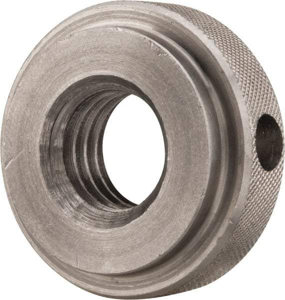 Gibraltar - 5/8-11" UNC Thread, Uncoated, Stainless Steel Round Knurled Check Nut - 1/2" Overall Height, 1-3/8" Diam x 3/8" Head Height, 1-1/8" Diam x 1/8" Base Height - Apex Tool & Supply