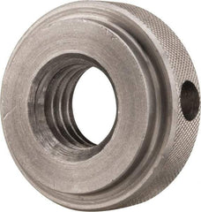 Gibraltar - 5/8-11" UNC Thread, Uncoated, Stainless Steel Round Knurled Check Nut - 1/2" Overall Height, 1-3/8" Diam x 3/8" Head Height, 1-1/8" Diam x 1/8" Base Height - Apex Tool & Supply