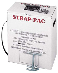 Value Collection - 3,000 Foot Long x 1/2 Inch Wide x 0.015 Inch Thick, Economy Polyproylene Strapping Kit - 260 Lbs Tensile Strength, Contains Self Dispensing Box, Polypropylene Strapping, 300 Metal Buckles and Tensioning Cutting Tool - Apex Tool & Supply