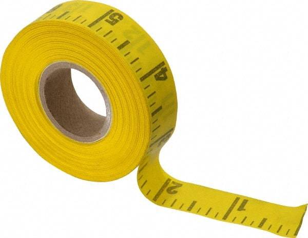 Made in USA - 60 Ft. Long x 5/8 Inch Wide, 1/4 Inch Graduation, Yellow, Adhesive Tape Measure - Reads Left to Right - Apex Tool & Supply