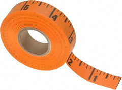 Made in USA - 60 Ft. Long x 5/8 Inch Wide, 1/4 Inch Graduation, Orange, Adhesive Tape Measure - Reads Right to Left - Apex Tool & Supply