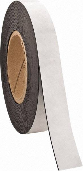 Made in USA - 50' Long x 1" Wide Flexible Magnetic Strip - 4 Lb Max Pull Force, Adhesive Back, Black - Apex Tool & Supply