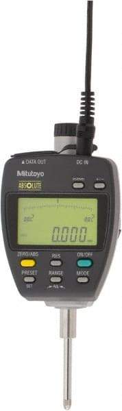 Mitutoyo - 0 to 1" Range, 0.00005, 0.0001, 0.0005 & 0.001" Graduation, Electronic Drop Indicator - Accurate to 0.00012", English & Metric System, LCD Display - Apex Tool & Supply