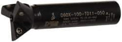Dorian Tool - 60° Included Angle, 1 Inch Max Cutting Diameter, 3 Inserts, 1/2 Inch Shank Diameter, TDEX 110204-EN Insert Style, Indexable Dovetail Cutter - 2.39 Inch Overall Length - Apex Tool & Supply