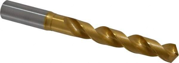 OSG - 18.00098mm 120° Vanadium High Speed Steel Jobber Drill - TiN Finish, Right Hand Cut, Spiral Flute, Straight Shank, 184mm OAL, Standard Point - Apex Tool & Supply