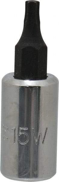 Proto - 1/4" Drive, T15 Torx Bit Socket - 1-1/2" OAL - Apex Tool & Supply