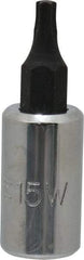 Proto - 1/4" Drive, T15 Torx Bit Socket - 1-1/2" OAL - Apex Tool & Supply
