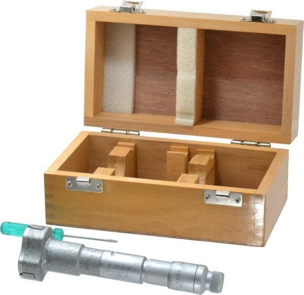SPI - 2 to 2.4", 3.54" Gage Depth, Mechanical Inside Hole Micrometer - 0.0002" Graduation, 0.00025" Accuracy, Ratchet Stop Thimble - Apex Tool & Supply