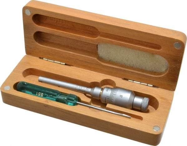 SPI - 0.275 to 0.35", 2" Gage Depth, Mechanical Inside Hole Micrometer - 0.0001" Graduation, 0.0002" Accuracy, Ratchet Stop Thimble - Apex Tool & Supply