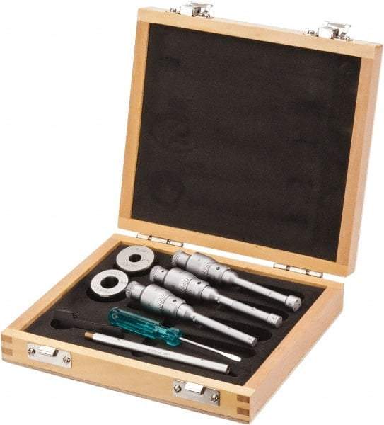 SPI - 0.275 to 1/2", Carbide, Mechanical Inside Micrometer Set - 0.0001" Graduation, 4" Extension Rod Length, (2) Setting Rings Included - Apex Tool & Supply