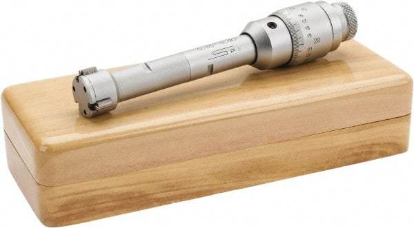 SPI - 0.65 to 0.8", 2.36" Gage Depth, Mechanical Inside Hole Micrometer - 0.0002" Graduation, 0.0002" Accuracy, Ratchet Stop Thimble - Apex Tool & Supply