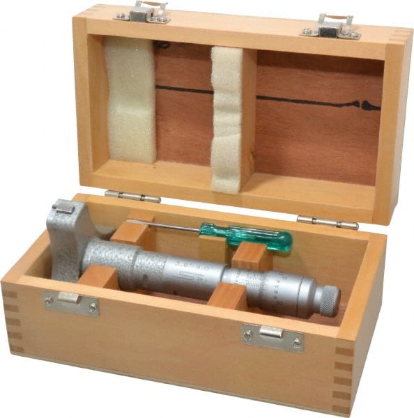 SPI - 3.6 to 4", 3.54" Gage Depth, Mechanical Inside Hole Micrometer - 0.0002" Graduation, 0.00025" Accuracy, Ratchet Stop Thimble - Apex Tool & Supply