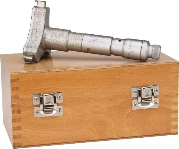 SPI - 3.2 to 3.6", 3.54" Gage Depth, Mechanical Inside Hole Micrometer - 0.0002" Graduation, 0.00025" Accuracy, Ratchet Stop Thimble - Apex Tool & Supply