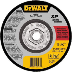 DeWALT - 24 Grit, 6" Wheel Diam, Type 27 Depressed Center Wheel - Coarse/Medium Grade, Ceramic, N Hardness, 10,100 Max RPM - Apex Tool & Supply