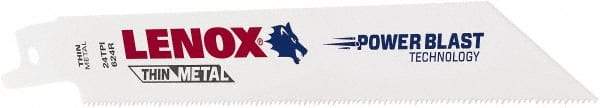 Lenox - 6" Long x 3/4" Thick, Bi-Metal Reciprocating Saw Blade - Tapered Profile, 24 TPI, Toothed Edge, Universal Shank - Apex Tool & Supply