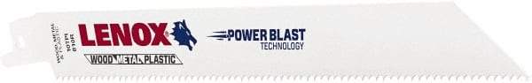 Lenox - 8" Long x 3/4" Thick, Bi-Metal Reciprocating Saw Blade - Tapered Profile, 10 TPI, Toothed Edge, Universal Shank - Apex Tool & Supply