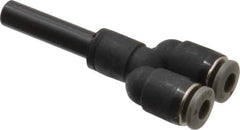 Norgren - 5/32" Tube OD, Brass Push-to-Connect Tube Y Stem Connector - Tube to Stem Connection, 150 Max psi, Nitrile O-Ring, 0 to 175°F Working Temp - Apex Tool & Supply