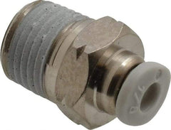Norgren - 1/8" Tube OD, 1/8 NPTF Brass Push-to-Connect Tube Male Connector - Tube to Male NPT Connection, 150 Max psi, Nitrile O-Ring, 0 to 175°F Working Temp - Apex Tool & Supply