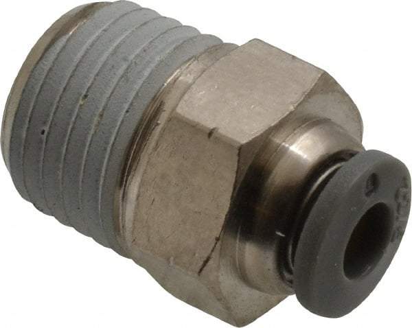 Norgren - 5/32" Tube OD, 1/4 NPTF Brass Push-to-Connect Tube Male Connector - Tube to Male NPT Connection, 150 Max psi, Nitrile O-Ring, 0 to 175°F Working Temp - Apex Tool & Supply