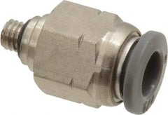 Norgren - 1/4" Tube OD, 10-32 UNF Brass Push-to-Connect Tube Male Connector - Tube to Male UNF Connection, 150 Max psi, Nitrile O-Ring, 0 to 175°F Working Temp - Apex Tool & Supply