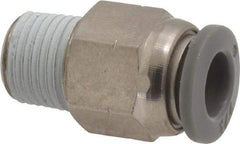 Norgren - 1/4" Tube OD, 1/8 NPTF Brass Push-to-Connect Tube Male Connector - Tube to Male NPT Connection, 150 Max psi, Nitrile O-Ring, 0 to 175°F Working Temp - Apex Tool & Supply