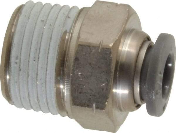 Norgren - 1/4" Tube OD, 3/8 NPTF Brass Push-to-Connect Tube Male Connector - Tube to Male NPT Connection, 150 Max psi, Nitrile O-Ring, 0 to 175°F Working Temp - Apex Tool & Supply