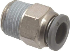 Norgren - 3/8" Tube OD, 3/8 NPTF Brass Push-to-Connect Tube Male Connector - Tube to Male NPT Connection, 150 Max psi, Nitrile O-Ring, 0 to 175°F Working Temp - Apex Tool & Supply