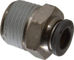Norgren - 3/8" Tube OD, 1/2 NPTF Brass Push-to-Connect Tube Male Connector - Tube to Male NPT Connection, 150 Max psi, Nitrile O-Ring, 0 to 175°F Working Temp - Apex Tool & Supply