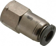 Norgren - 1/4" Tube OD, 1/8 NPTF Brass Push-to-Connect Tube Female Connector - Tube to Female NPT Connection, 150 Max psi, Nitrile O-Ring, 0 to 175°F Working Temp - Apex Tool & Supply