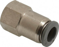 Norgren - 3/8" Tube OD, 1/4 NPTF Brass Push-to-Connect Tube Female Connector - Tube to Female NPT Connection, 150 Max psi, Nitrile O-Ring, 0 to 175°F Working Temp - Apex Tool & Supply