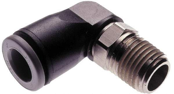 Norgren - 3/8" Tube OD, 1/2 NPTF Brass Push-to-Connect Tube Male Swivel Elbow - Tube to Male NPT Connection, 150 Max psi, Nitrile O-Ring, 0 to 175°F Working Temp - Apex Tool & Supply