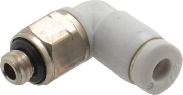 Norgren - 1/8" Tube OD, 10-32 UNF Brass Push-to-Connect Tube Male Swivel Elbow - Tube to Male UNF Connection, 150 Max psi, Nitrile O-Ring, 0 to 175°F Working Temp - Apex Tool & Supply
