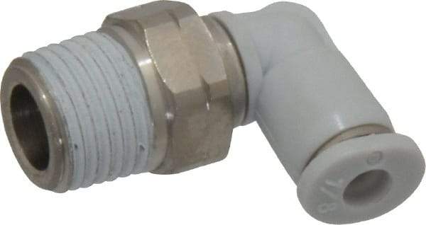 Norgren - 1/8" Tube OD, 1/8 NPTF Brass Push-to-Connect Tube Male Swivel Elbow - Tube to Male NPT Connection, 150 Max psi, Nitrile O-Ring, 0 to 175°F Working Temp - Apex Tool & Supply