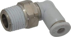 Norgren - 1/8" Tube OD, 1/8 NPTF Brass Push-to-Connect Tube Male Swivel Elbow - Tube to Male NPT Connection, 150 Max psi, Nitrile O-Ring, 0 to 175°F Working Temp - Apex Tool & Supply