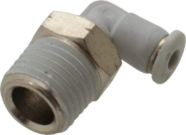 Norgren - 1/8" Tube OD, 1/4 NPTF Brass Push-to-Connect Tube Male Swivel Elbow - Tube to Male NPT Connection, 150 Max psi, Nitrile O-Ring, 0 to 175°F Working Temp - Apex Tool & Supply
