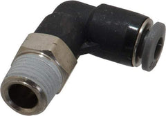 Norgren - 5/32" Tube OD, 1/8 NPTF Brass Push-to-Connect Tube Male Swivel Elbow - Tube to Male NPT Connection, 150 Max psi, Nitrile O-Ring, 0 to 175°F Working Temp - Apex Tool & Supply