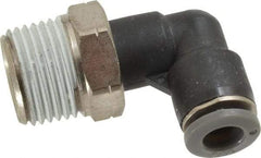 Norgren - 1/4" Tube OD, 3/8 NPTF Brass Push-to-Connect Tube Male Swivel Elbow - Tube to Male NPT Connection, 150 Max psi, Nitrile O-Ring, 0 to 175°F Working Temp - Apex Tool & Supply