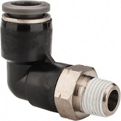 Norgren - 5/16" Tube OD, 1/8 NPTF Brass Push-to-Connect Tube Male Swivel Elbow - Tube to Male NPT Connection, 150 Max psi, Nitrile O-Ring, 0 to 175°F Working Temp - Apex Tool & Supply