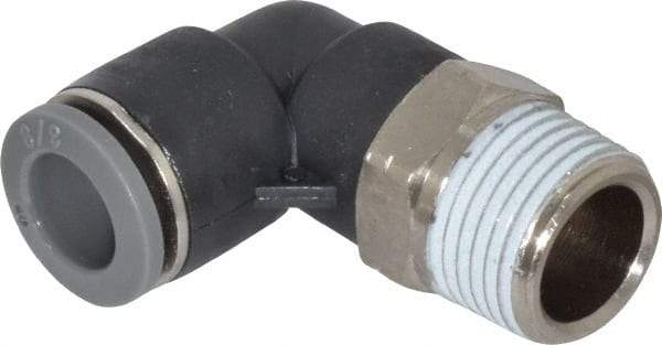 Norgren - 3/8" Tube OD, 3/8 NPTF Brass Push-to-Connect Tube Male Swivel Elbow - Tube to Male NPT Connection, 150 Max psi, Nitrile O-Ring, 0 to 175°F Working Temp - Apex Tool & Supply